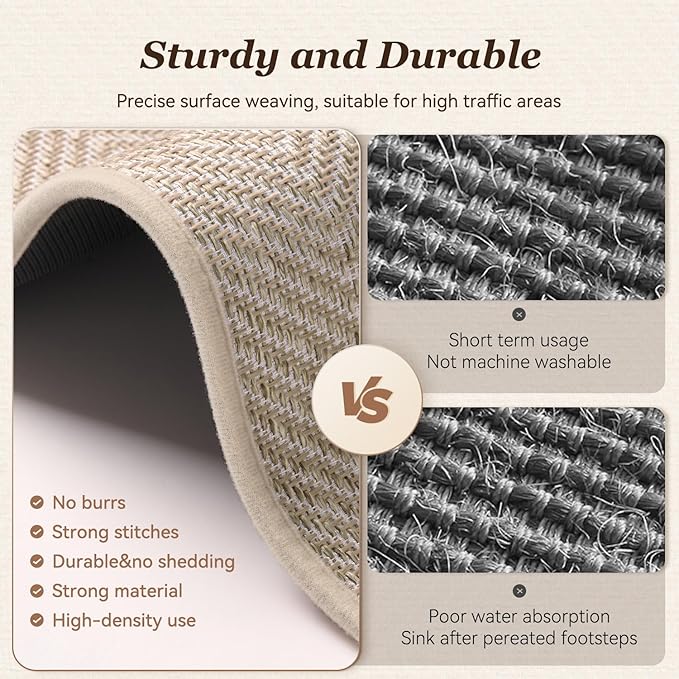 AMOAMI Kitchen Rugs and Mats, Non Slip Washable Kitchen Mats for Floor, Absorbent Quick Dry Kitchen Runner for in Front of Sink，Kitchen Rugs Sets of 2, 20"*32"+20"*47", Beige