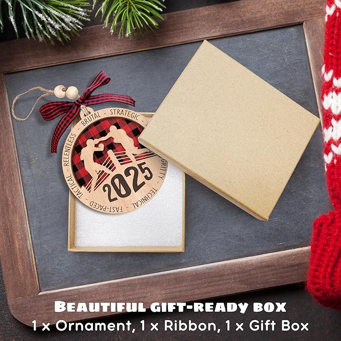 Boxing Ornament - Boxing Glove Ornaments, Boxer Gloves Ornaments - Sports Boxer Gifts for Men, Women, Teenage Boys, Kids - 2 Layered Wood Christmas Ornament 2025