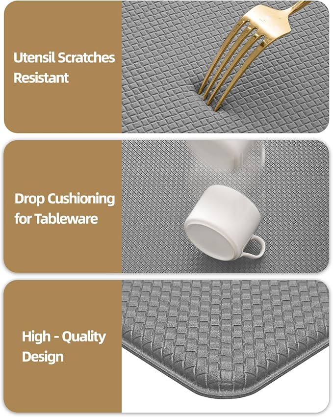 Color&Geometry Anti Fatigue Cushion Extra Large Kitchen Mat for Floor - 24x59+24x94,Easy Clean, Waterproof & Oil Proof, Anti Slip, Foam Rubber Runner Rug for Front Sink Comfort Standing, Grey Set of 2