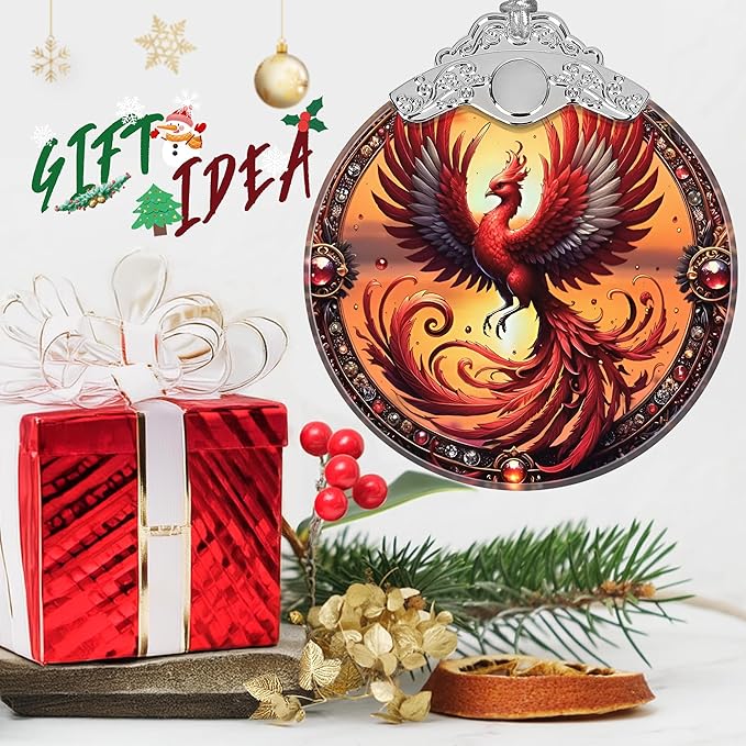 Stained Glass Phoenix Ornament - Christmas Ornaments - Christmas Tree Decorations - Holiday Present Ideas - Gift Exchange