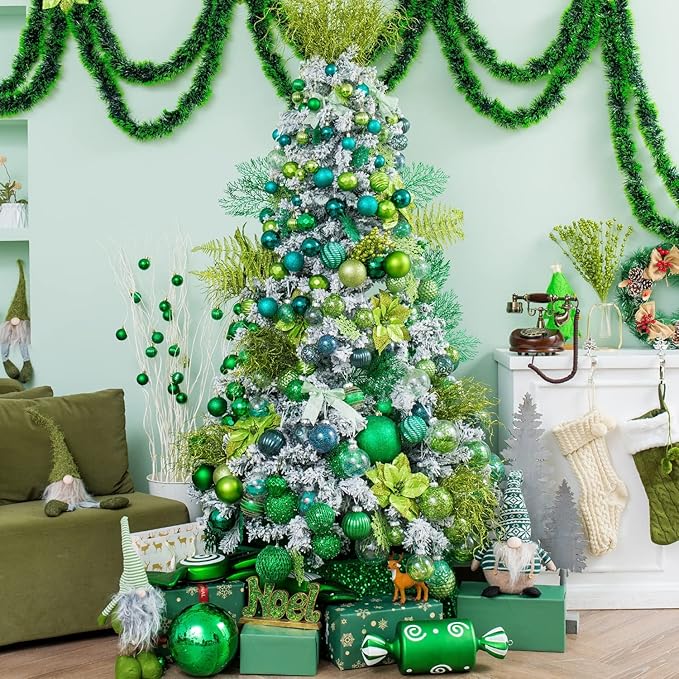XmasExp 16ct Christmas Ball Ornaments Shatterproof Xmas Tree Hanging Balls Decorations Perfect for Holiday Wedding Christmas Decor (Malachite Green, 3.15")
