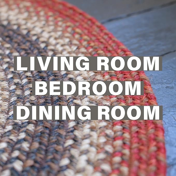 Homespice Chester Braided Jute Area Rug 6x9' - Lodge Style Braided Rugs for Living Room and Dining Room