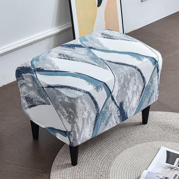 Eco-Ancheng Stretch Ottoman Cover Rectangular Storage Ottoman Slipcover Footrest Stool Covers Ottoman Slipcovers for Foot Stool with Nonslip Elastic Bottom (23,X-Large)