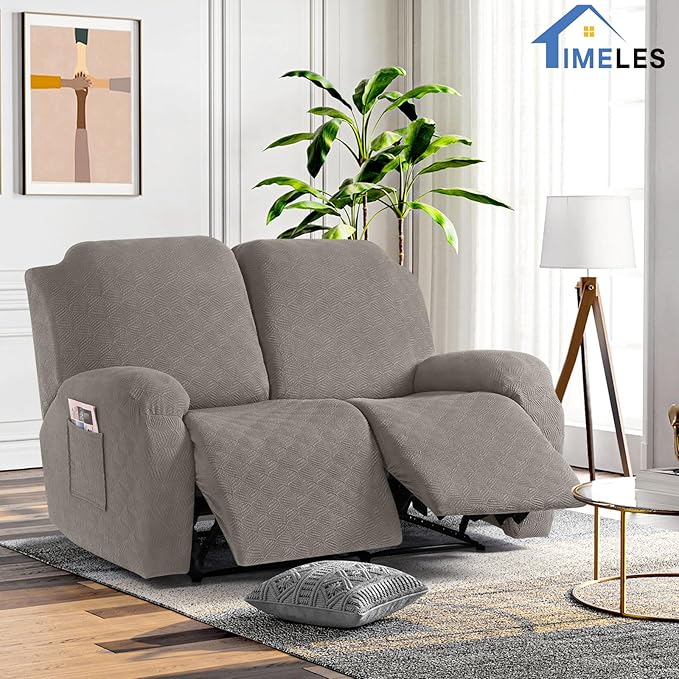 Timeles Recliner Covers Recliner Loveseat Covers Reclining Couch Covers Sofa Slipcovers Stretch Soft Washable (Two-Seater, Taupe)