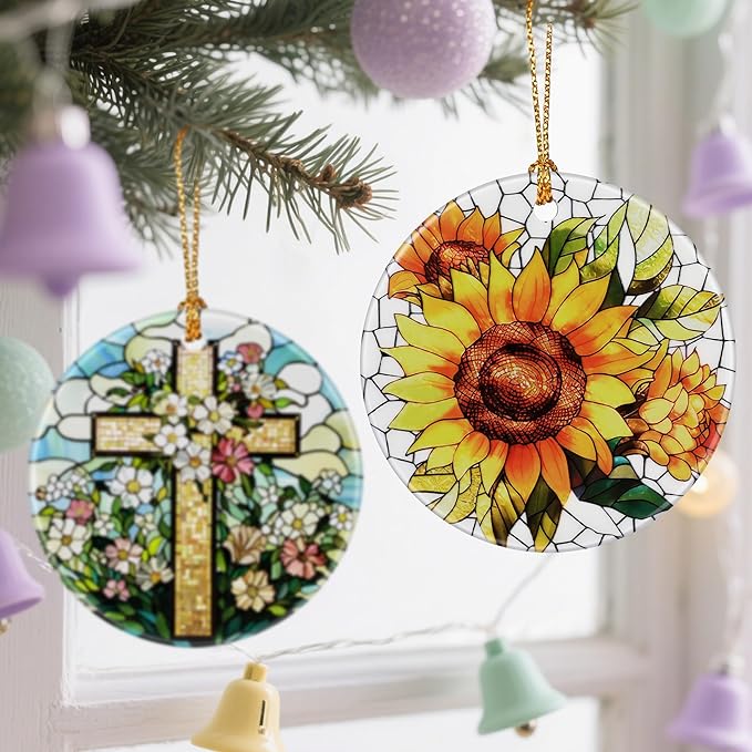 Vibrant Sunflower Christmas Ornaments: Christmas Decorations for Tree & Holiday Decor – Holiday Presents, Gift Ideas for Friends, Coworker, Gardener, and Sunflower Lover