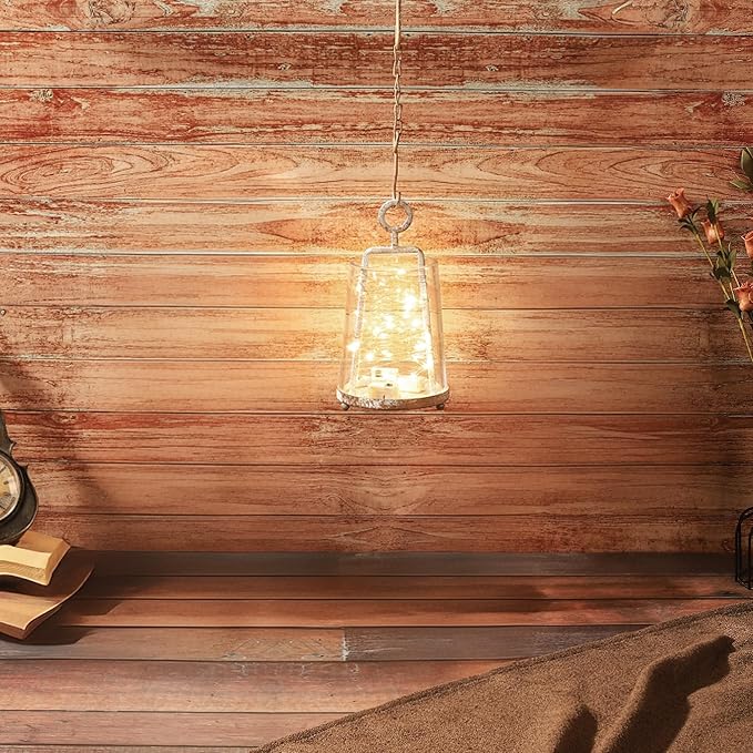 4" Wide Modern Farmhouse Metal Hurricane Candle Holder with Handmade Sturdy Glass Sleeve in Vintage White for 2" Pillar Candle & Plants, Glass Hurricane Lantern, Industrial, Minimalistic