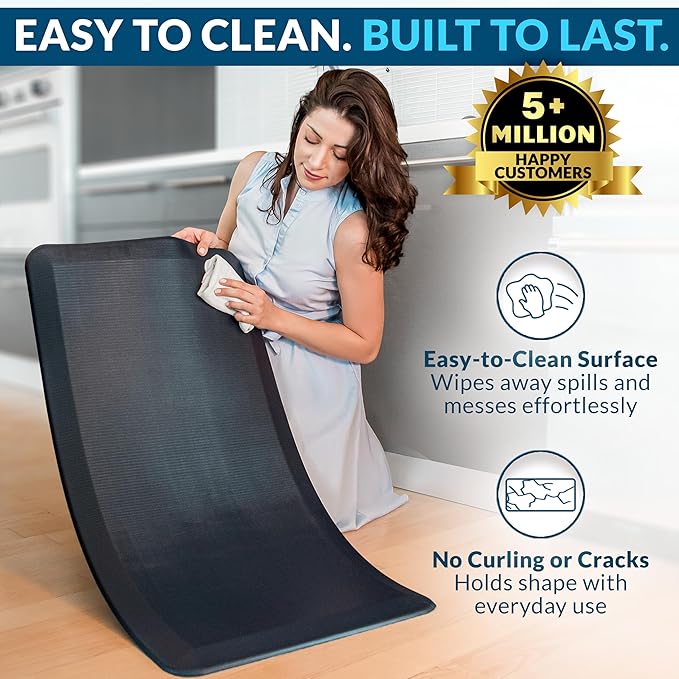 ComfiLife Anti Fatigue Floor Mat – 3/4 Inch Thick Kitchen Mats for Floor, Standing Desk Mat, Kitchen Rug – Comfort at Home, Office – Durable – Stain Resistant – Non-Slip Bottom (20" x 32", Black)