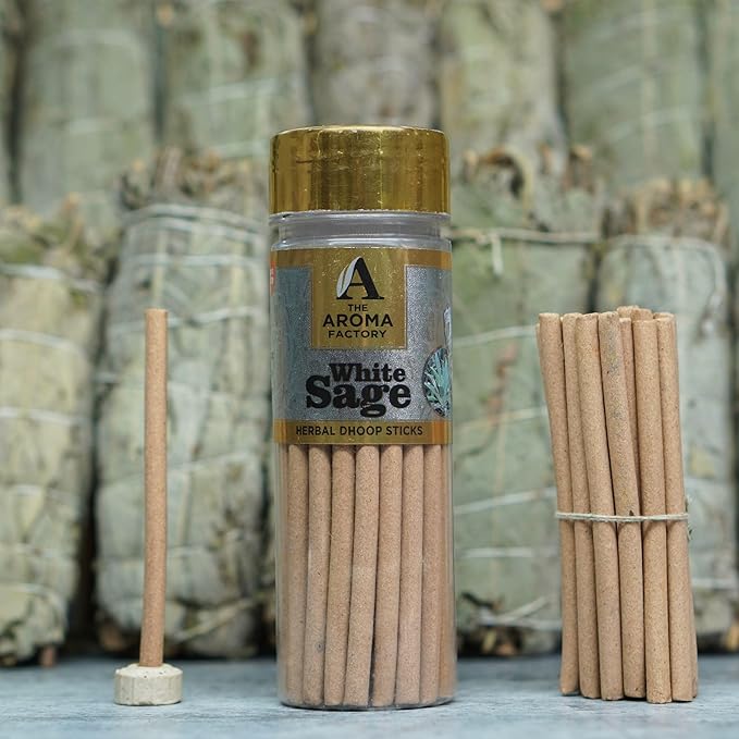 The Aroma Factory Dhoop batti .No Bamboo Herbal Dhoop Sticks with Incense Holder, 5 Bottle x 75g,with Jute Bag (Aromatherapy)