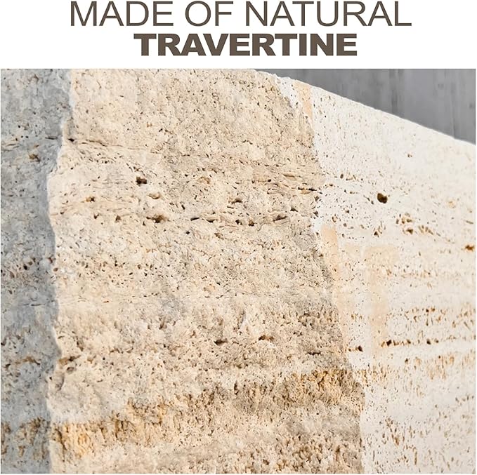 Koville Roman Travertine Tray, 12x8 Coffee Table Vanity/Decorative Tray for Jewerly, Watch, Perfume Candle Storage for Bedroom/Bathroom/Kitchen Countertop