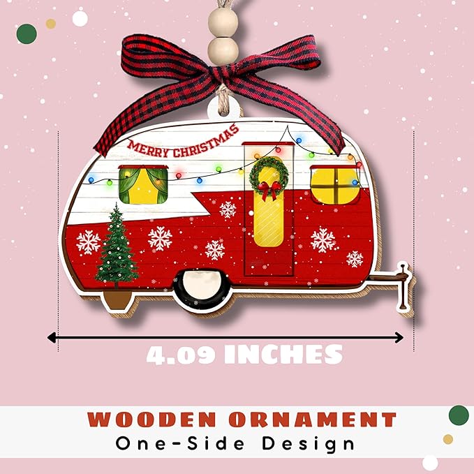 Camping Christmas Ornaments 2025 - Camper Christmas Ornament - Camping Ornaments for Tree - Gifts for Campers, Women, Men - Wood Ornament