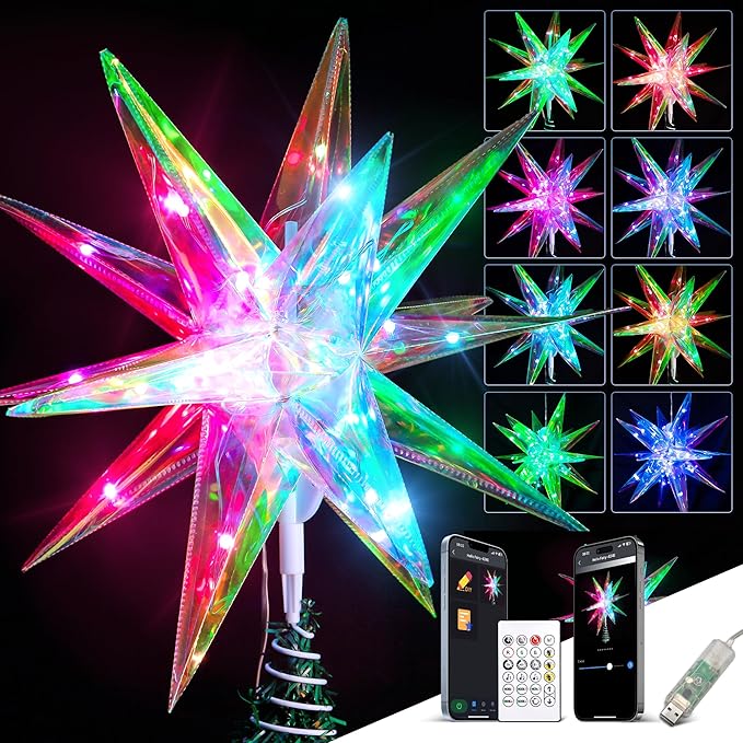 Christmas Tree Star Topper White Star (17 inches (Iridescent))