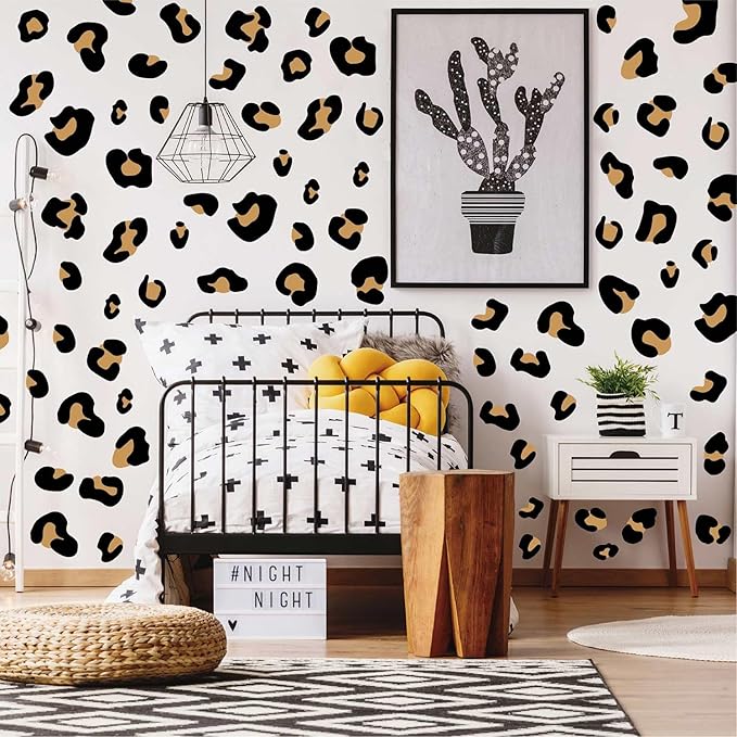 10 Sheets 290Pcs Leopard Wall Decals Removable Peel & Stick Wall Stickers Self-Adhesive Animal Print Vinyl Decor for Nursery,Car,Door,Home,Bedroom,DIY Easy Installation