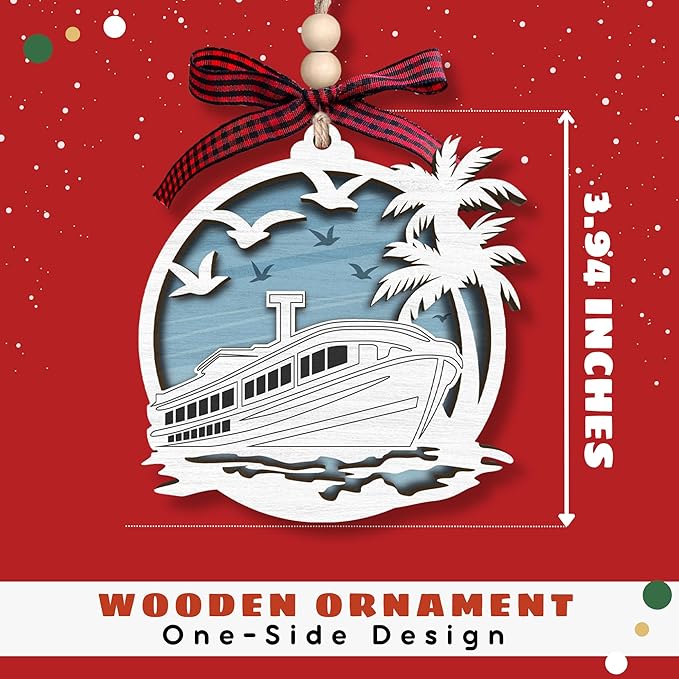 Cruise Ship Ornament - Travel Christmas Ornaments, Travel Cruise Ship Ornaments for Tree - Wood Christmas Ornament 2025
