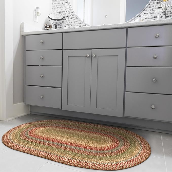 Azalea Oval Braided Rugs 20x30 - Vibrant Multicolored Rug for Kitchen & Entryways, Durable and Low Maintenance No-Shed Jute