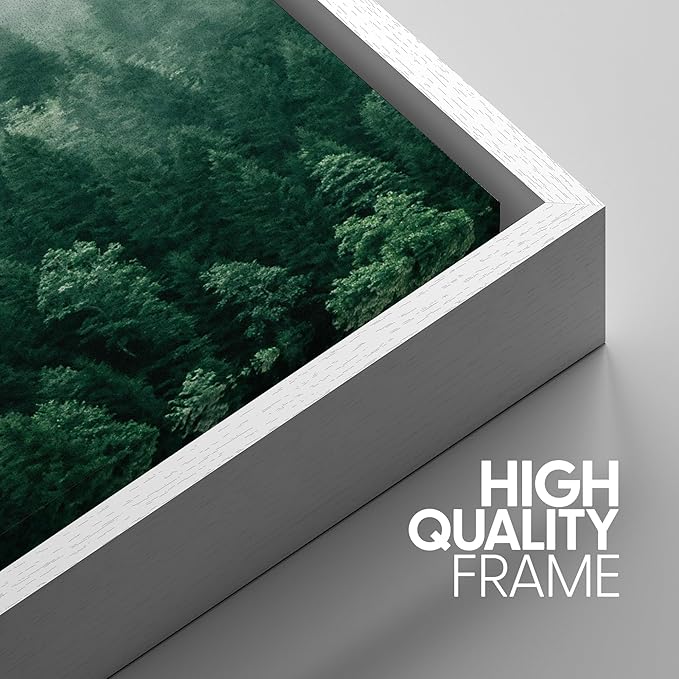 SIGNWIN Framed Canvas Print Wall Art Set Fog & Mist Mountain Forest Valley Nature Wilderness Photography Modern Art Rustic Landscape Relax/Calm for Living Room, Bedroom, Office - 24"x36"x3 White