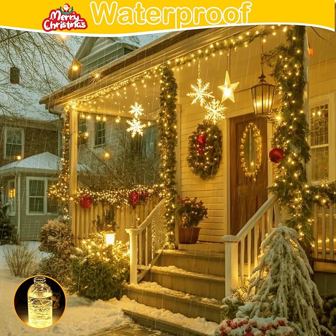 Decute 300LED Christmas Tree String Lights 99FT Silver Wire Warm White Dimmable with Remote Control, UL Cerficated Plug in Fairy Lights Decorative for Party Wedding Indoor Outdoor