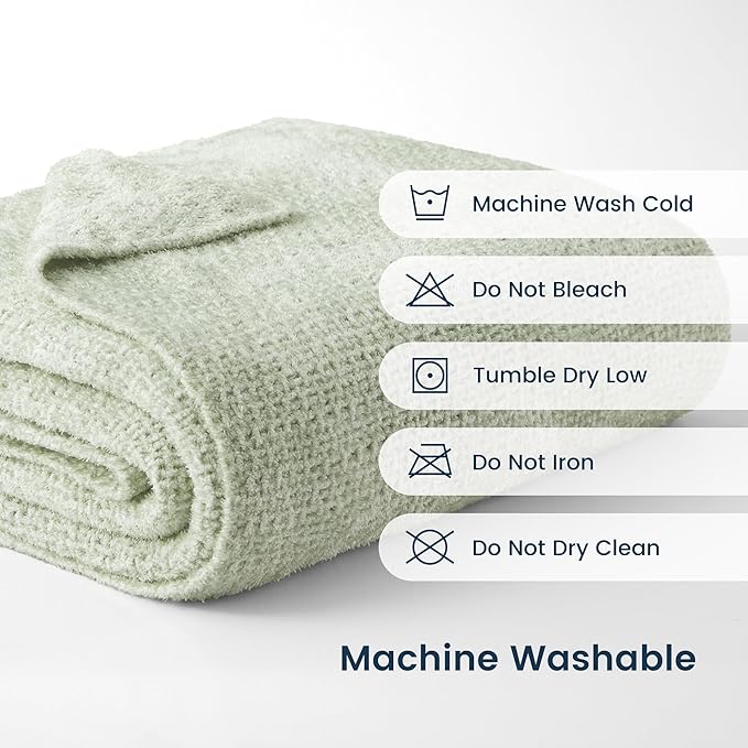 SLEEP ZONE Throw Blanket for Couch -Green Throw Blankets for Bed and Living Room Sofa Chair Home Decoration, Warm Cozy Jersey Knit Blanket (60x80in, Light Green)
