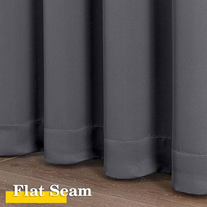 Grey Cafe Blackout Curtains 36 Inch Length 2 Panels Set, Soft Solid Thermal Insulated Room Darkening Small Window Curtains for Kitchen Bathroom Basement, Grey, Each, 40" Wx36 L