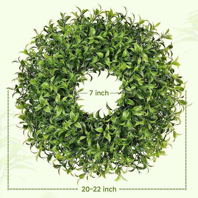 Vlorart 20 Inch Boxwood Wreath, Handmade Green Wreath for Front Door, Full & Lush Boxwood Wreaths for Front Door Year Round, Waterproof Spring Summer Greenery Wreaths for Outdoor Indoor Decor