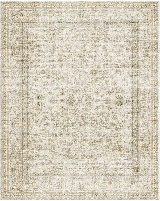 10x12 Area Rug Washable Rugs: Large Living Room Rug Stain Resistant Non Slip Distressed Vintage Low Pile Faux Wool Soft Carpet for Bedroom Farmhouse Dining Room Kids Playroom Nursery