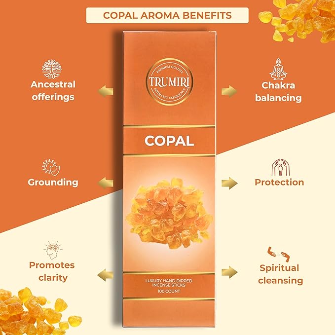 Copal Incense Sticks - Pack of 100 Insence-Sticks for Spiritual Purification - Made with Natural Non Toxic Incienso De Copal - Scented Insense Agarbatti Incents