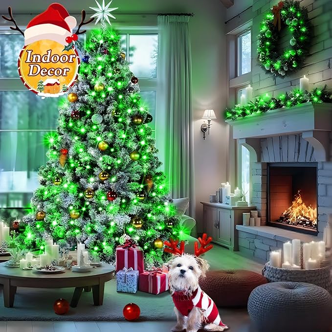 KNONEW 197FT 500 LED Christmas Lights Outdoor String Lights 8 Modes & Memory Fairy Light Plug in Waterproof LED String Lights for Xmas Yard Tree Wedding Party Holiday Decorations (Green)