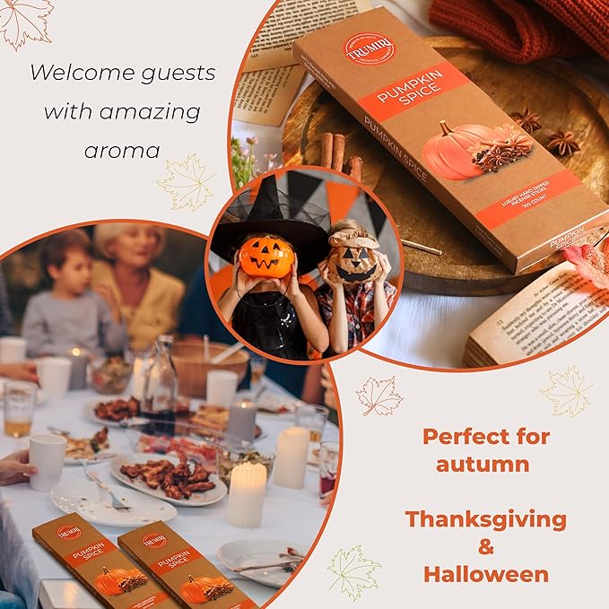 Pumpkin Spice Incense Sticks - Pack of 100 Inscents-Sticks - Inciensos Aromaticos Made with Natural Spices - Scented Insence Non Toxic Insense Incents