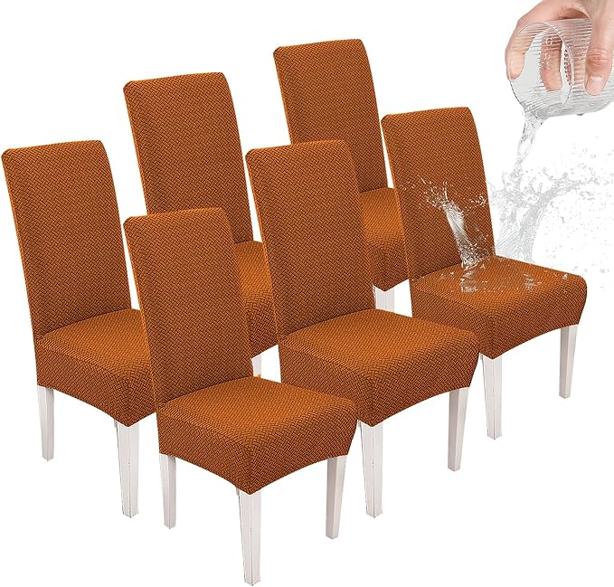 Parsons Dining Chair Cover, Detachable,Retractable,Sofa Chair Cover (6, Rust Color)