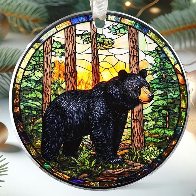 Bear Christmas Ornaments, Animals Ornaments for Christmas Tree - Gifts for Black Bears Lovers, Women, Men - Bear Christmas Ornament - Acrylic Ornament 2025