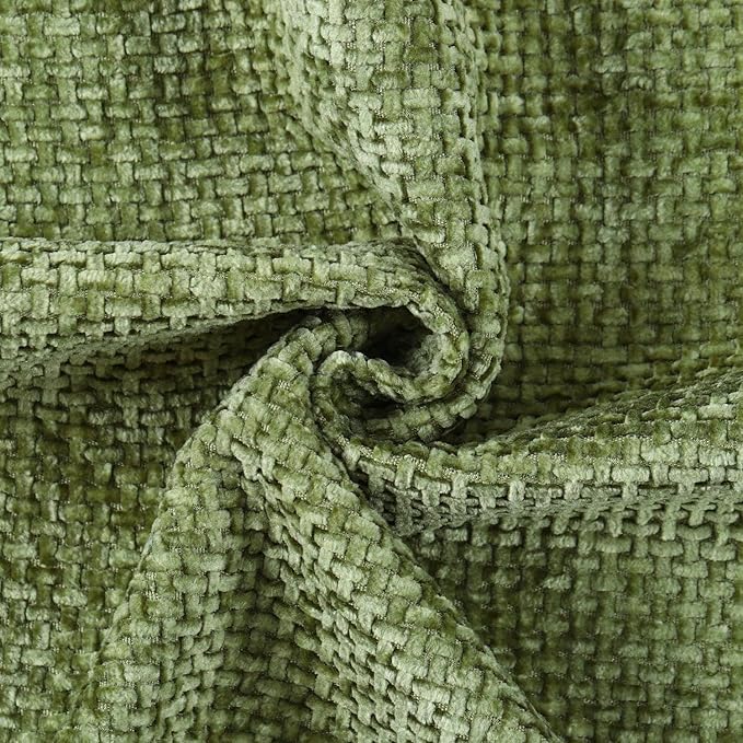 MADIZZ Chenille Velvet Throw Pillow Covers with Flange Set of 2 Super Soft Boho Textured Pillow Covers Decorative Throw Pillowcases Modern Farmhouse Home Decor for Sofa Bedroom Moss Green 12x20 Inch