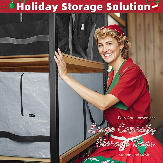 Large Christmas Tree Storage Bags Heavy Duty Tree Bags Holiday Storage Bags Protects From Moisture Or Dust,Alternative To Xmas Tree Storage Box (Black, 7.5 Ft)