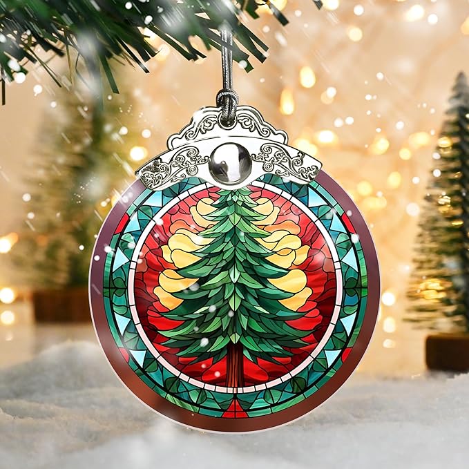 Stained Glass Christmas Ornaments, Jocidea Ornaments for Christmas Tree, Christmas Tree Decor, Holiday Decor and Xmas Gifts Ideas