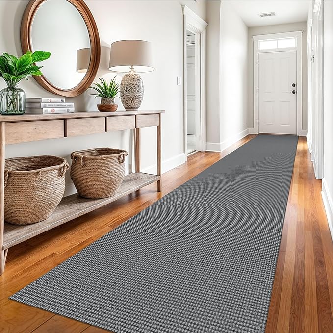 EARTHALL Runner Rug 3x16 Ft Washable Runners for Hallways Extra Long Woven Non Slip Entryway Runner Braided Kitchen Runner Indoor Outdoor Carpet Runners for Hotels, Hall, Stair, Dark Gray