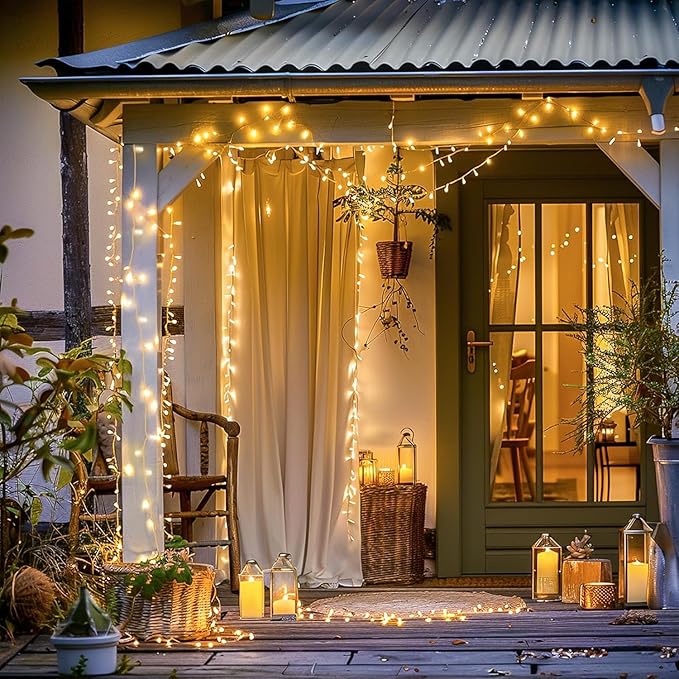 JMEXSUSS 400 LED Christmas Lights Indoor Outdoor, 132 ft Warm White String Lights Plug in with Remote, 8 Modes Twinkle Christmas Tree Lights for Bedroom Outside Patio Home Party Xmas Holiday Decor