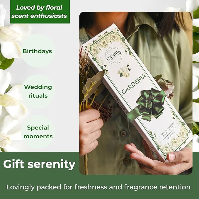 Gardenia Incense Sticks - Pack of 100 Inscents-Sticks - Inciensos Aromaticos para La Casa - Made with Natural Insence Ingredients - Scented Incents Non Toxic Insense