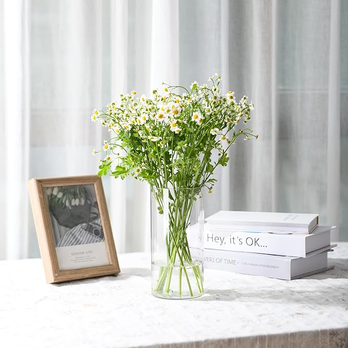 Clear Flower Vase, Non-breakable Vases, 4" W x 4" H, Acrylic Vase, Aesthetic Room Decor Cylindrical Modern Flower Vases for Table Centerpiece, Home Decor, Women Floral Arrangement Gift