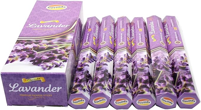 Govinda Incense - 120 Incense Sticks, Premium Incense, Masala Coated (Lavender)