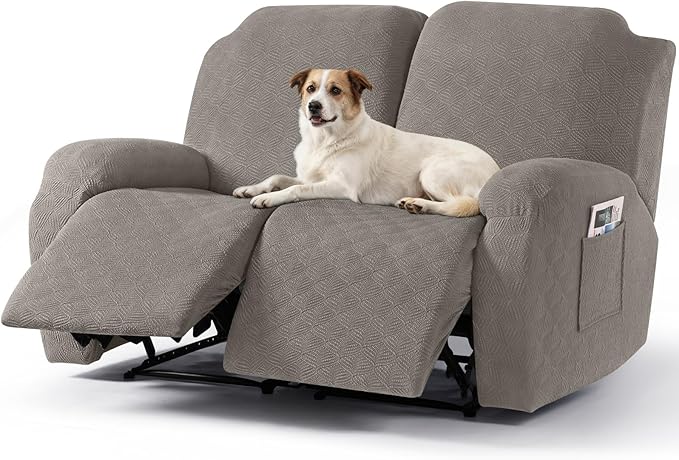 Timeles Recliner Covers Recliner Loveseat Covers Reclining Couch Covers Sofa Slipcovers Stretch Soft Washable (Two-Seater, Taupe)