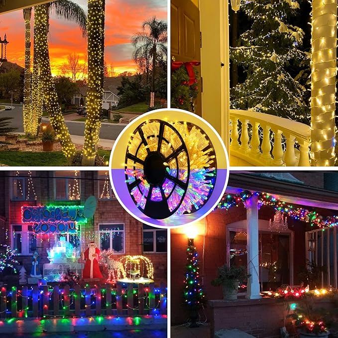JMEXSUSS 500 LED Color Changing Christmas Lights, 163FT Warm White & Multicolor String with Remote, Plug-in for Tree House Indoor Outdoor Xmas Decor