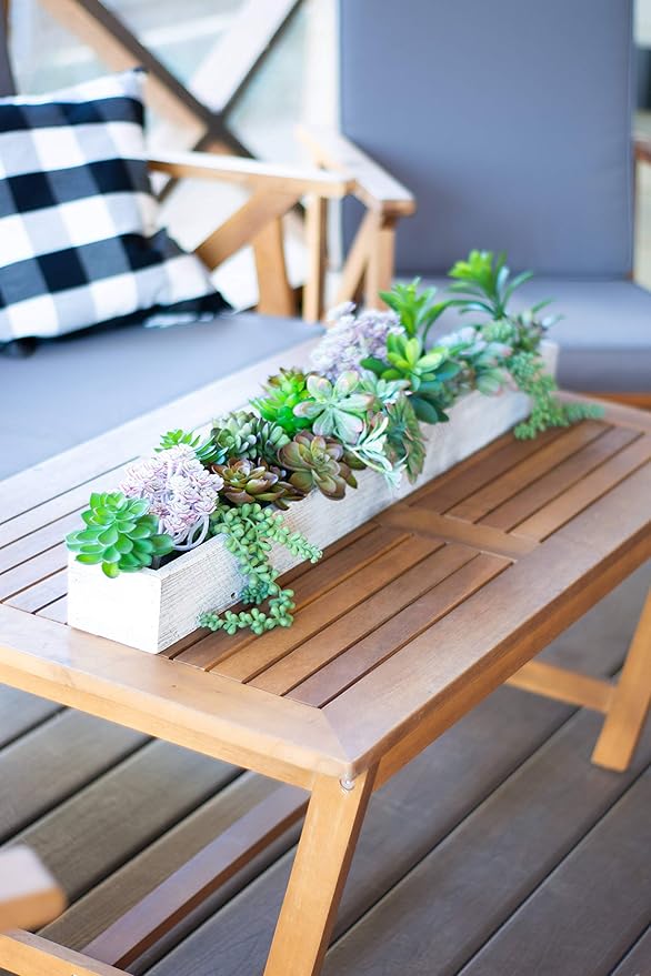 BARNWOODUSA Rustic Centerpiece Barnwood Box Dining Room Table Decorations for Home Décor Coffe Table Décor Planter Box White Wash 35.5" L