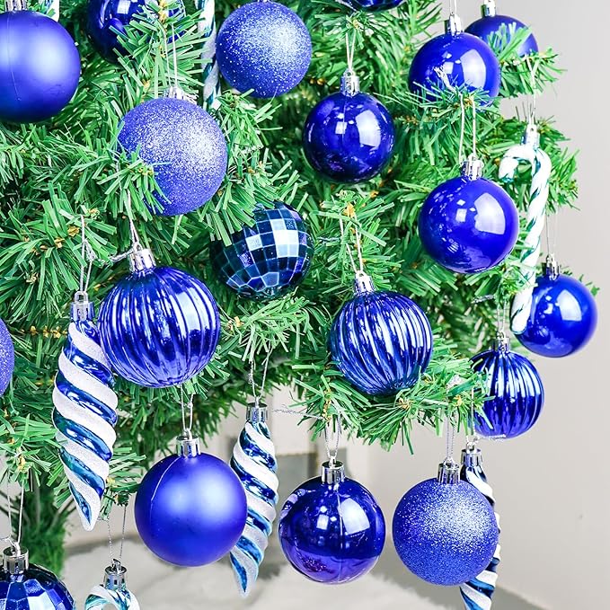 24ct Christmas Balls Ornaments, 2.36 Inch Christmas Tree Balls Ornaments, Decorative Baubles Decorations for Xmas Tree Decor Holiday Party, Royal Blue