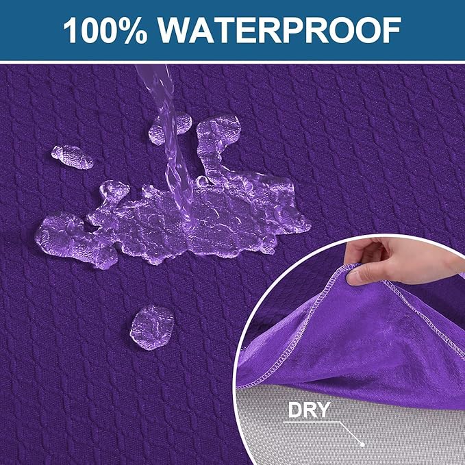 Smiry Waterproof Seat Covers for Dining Room Chairs Set of 2, Stretch Jacquard Removable Washable Chair Seat Slipcovers Protector, No Rear Covers, Violet