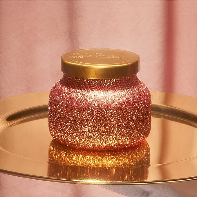 Capri Blue Signature Glam Jar Candle - Long Lasting Soy Wax Blend - Glitter Candles for Home Scented with Luxury Holiday Scents (Apple Cider Social, 8 oz)