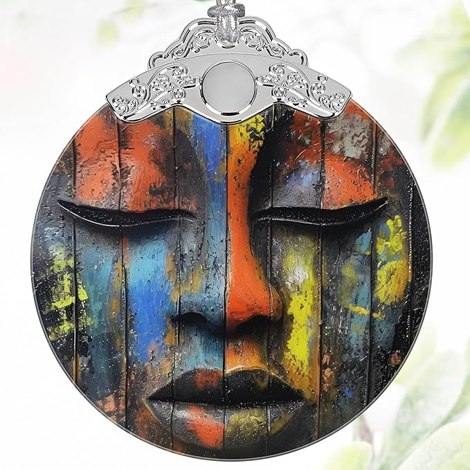 3" Stained Glass Christmas Decoration, Christmas Ornaments, Heirloom Keepsake, Gift Exchange, Gift Idea, Bauble Present - African Mask