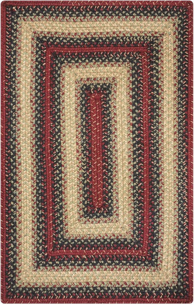Homespice Highland Multi Color Braided Rugs 8x10' - Country Style Jute Braided Area Rugs for Living Room and Dining Room