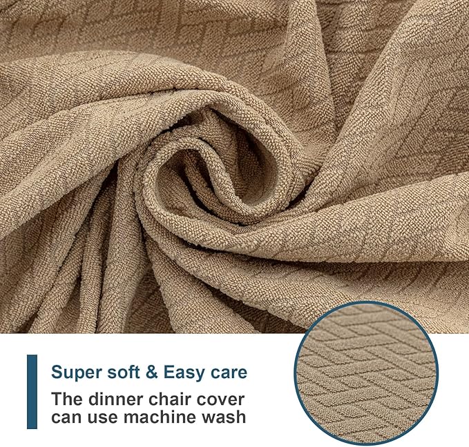Genina Waterproof Seat Covers for Dining Room Chair Covers Set of 8, Stretch Jacquard Kitchen Parson Chair Slipcover Protector