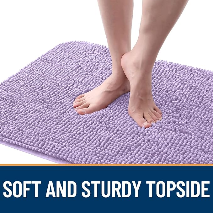 OLANLY Dog Door Mat for Muddy Paws 59x20, Absorbs Moisture and Dirt, Absorbent Non-Slip Washable Doormat, Quick Dry Chenille Mud Mat for Dogs, Entry Indoor Entryway Carpet for Inside Floor, Lavender