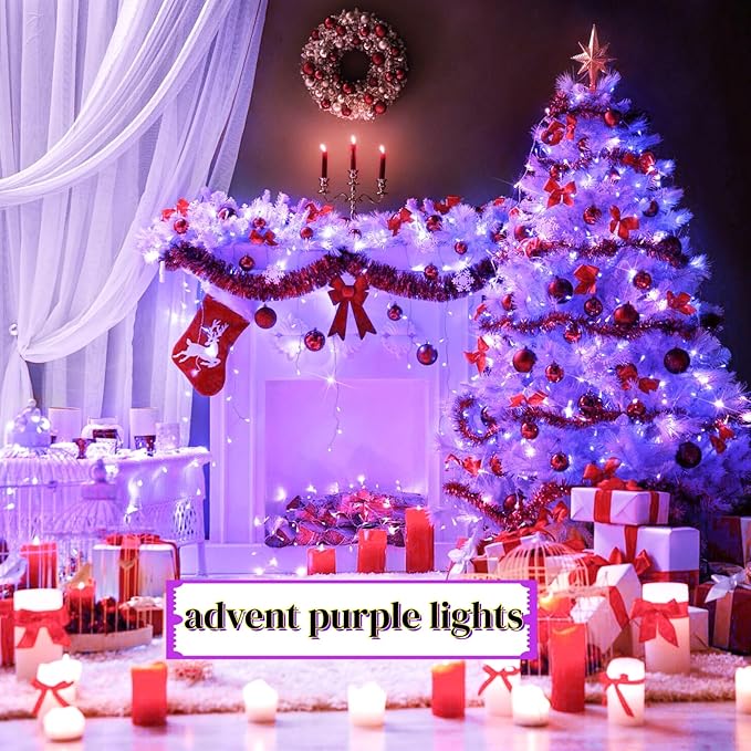 JMEXSUSS 600 LED Purple Christmas Lights Outdoor Indoor, 168ft Purple LED Christmas Tree Lights Plug in, Deep-Violet Fairy String Lights for Outside Patio Fireplace Party Xmas Decorations