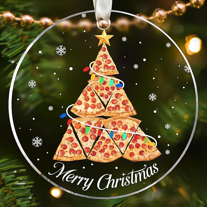 Pizza Ornaments for Christmas Tree, Food Ornaments - Pizza Ornament - Food Lovers Gifts for Women, Men - Acrylic Christmas Ornament 2025