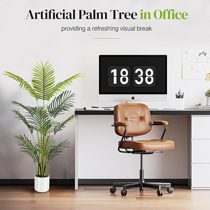 Artificial Palm Tree 4FT, Suntee Fake Tree with White Tall Planter 2 Pack, Faux Tropical Areca Floor Plant in Pot, Artificial Silk Plant for Home Office Living Room Decor Indoor